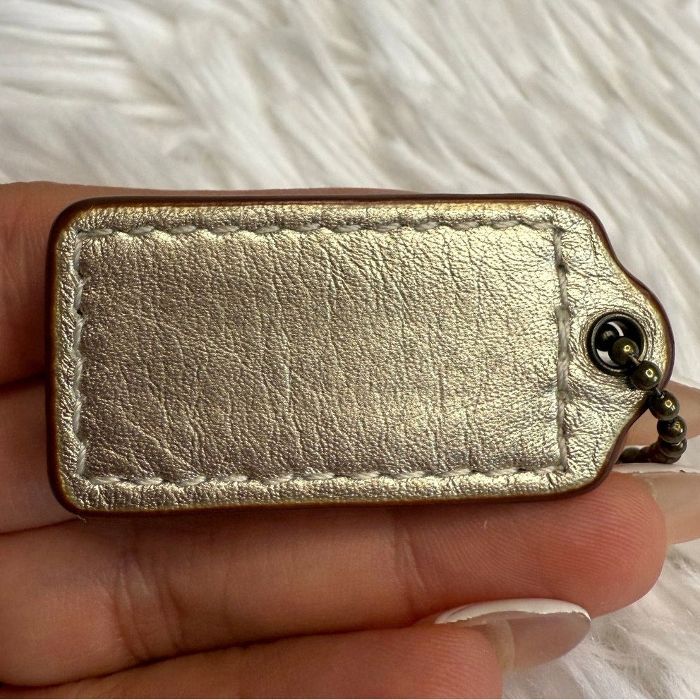 1.5" COACH Gold Fob Bag Charm Hang tag Hangtag