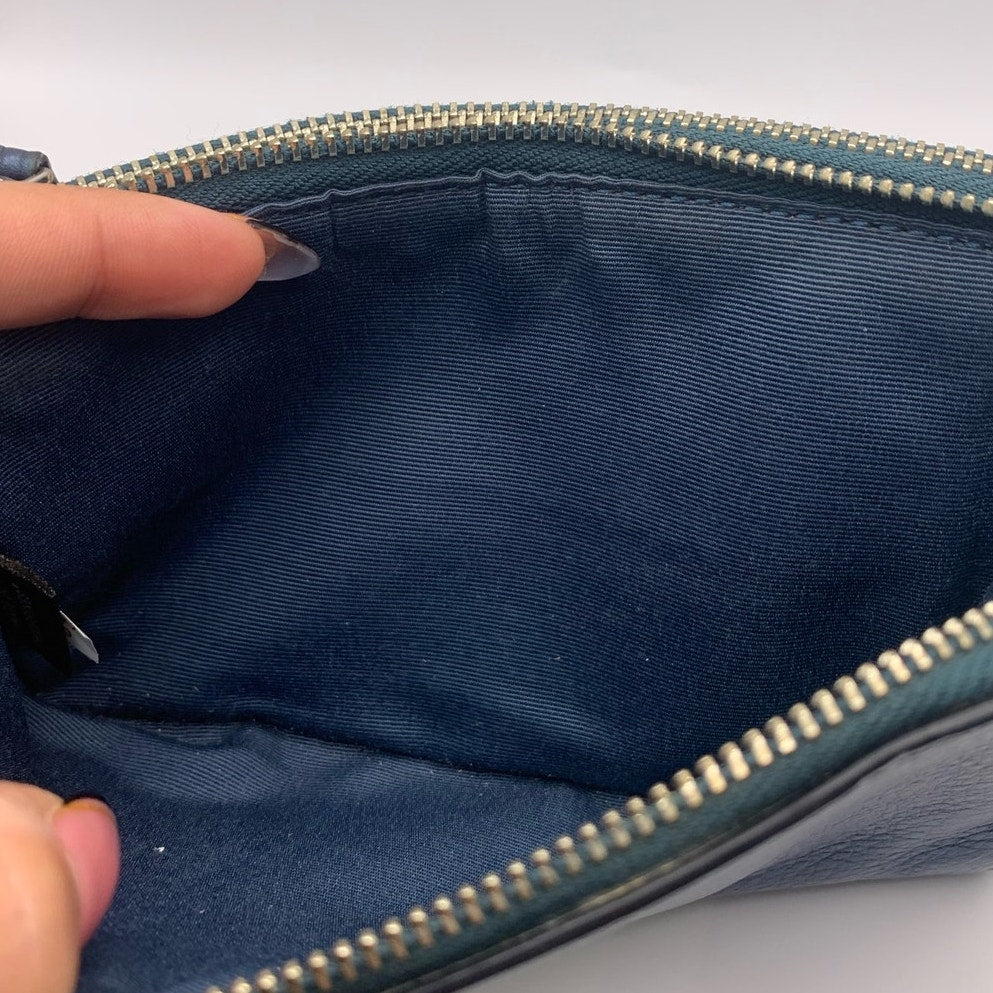 SALE COACH Blue Double Zipper Around Wristlet