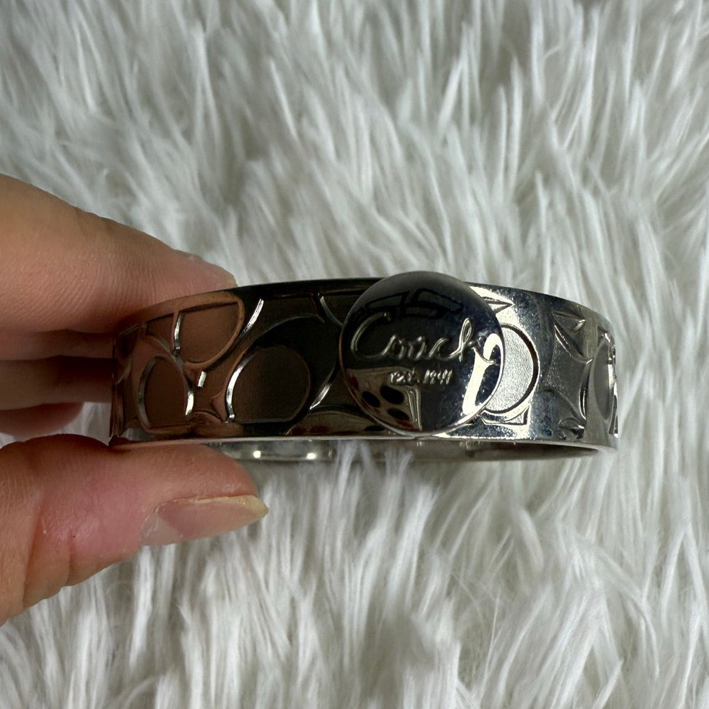 COACH C Logo Signature Silver Bangle Bracelet