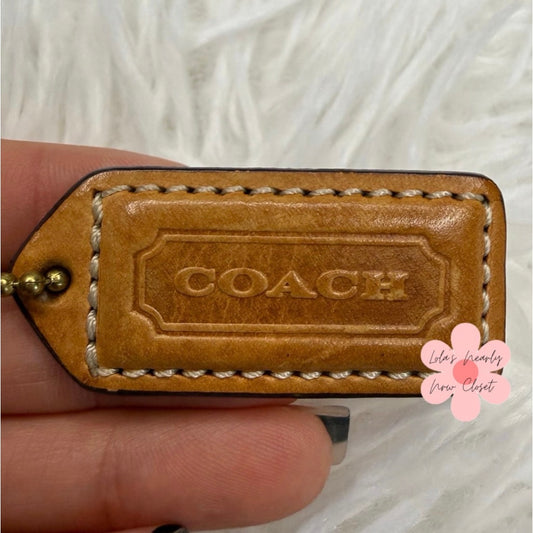 1.5" y2k Coach Vintage Tan Fob Bag Charm Hang tag Hangtag