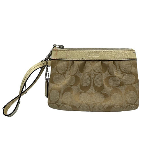 COACH Cream Signature Canvas Wristlet