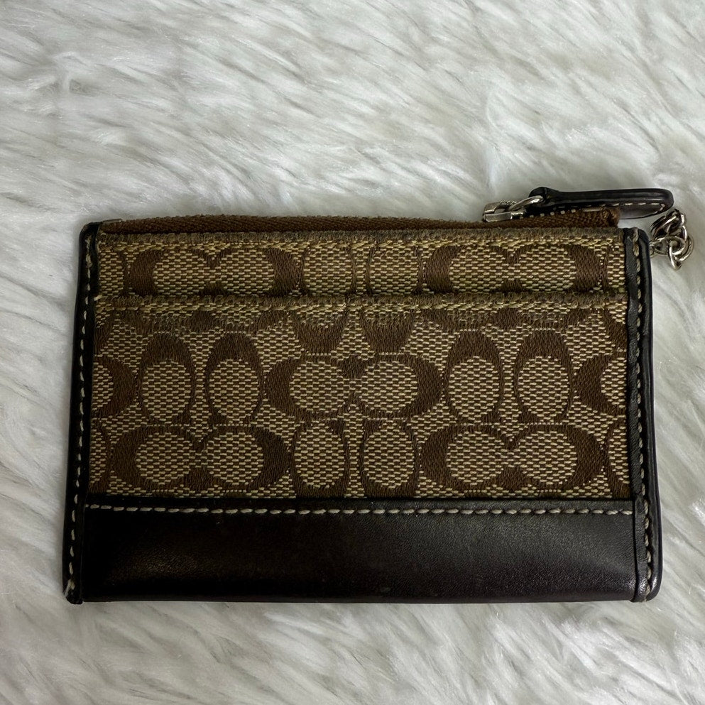 SALE Coach Brown Signature Card Holder Coin Purse