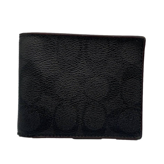 COACH Black Coated Canvas Signature Wallet