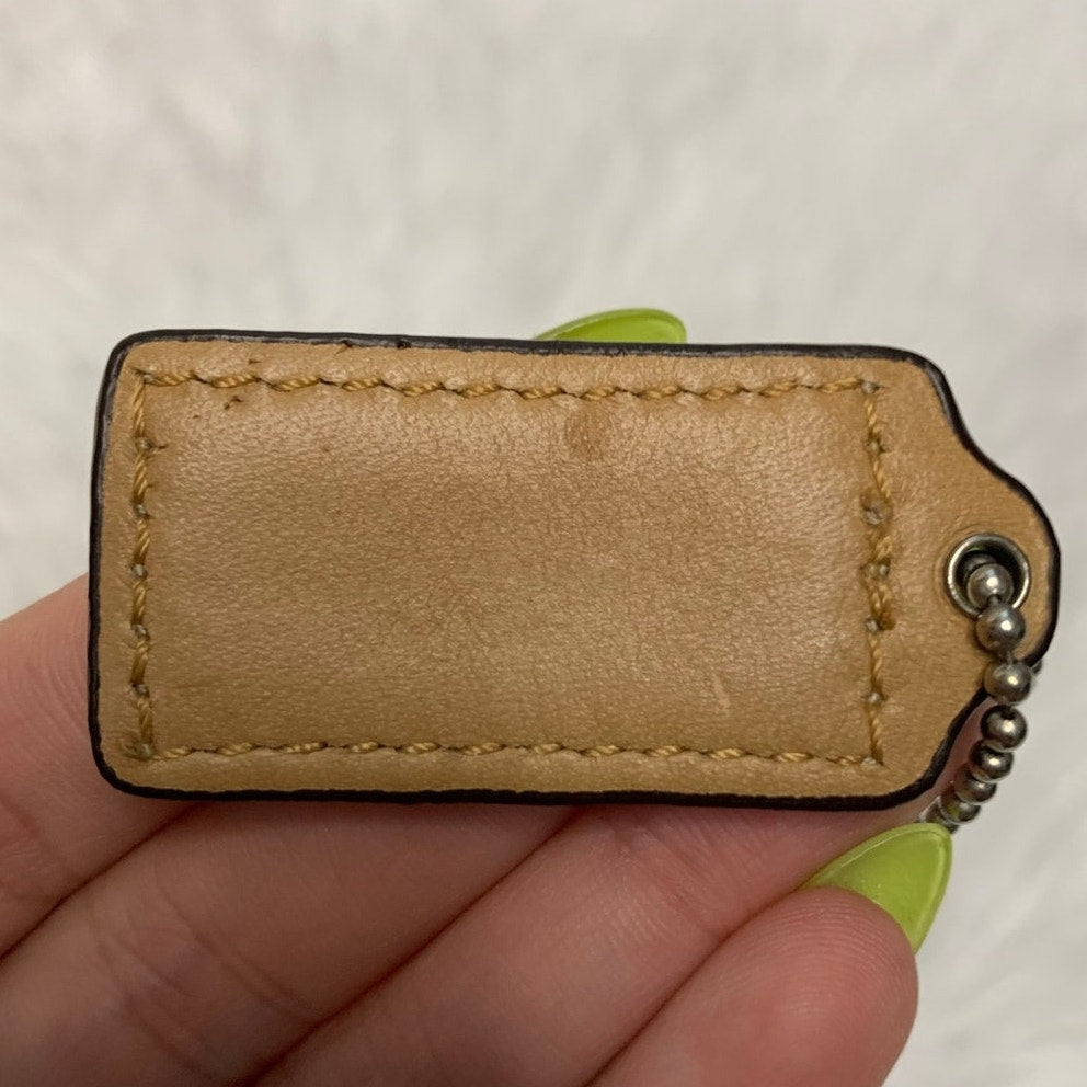 1.5" COACH Tan Fob Bag Charm Hang tag Hangtag