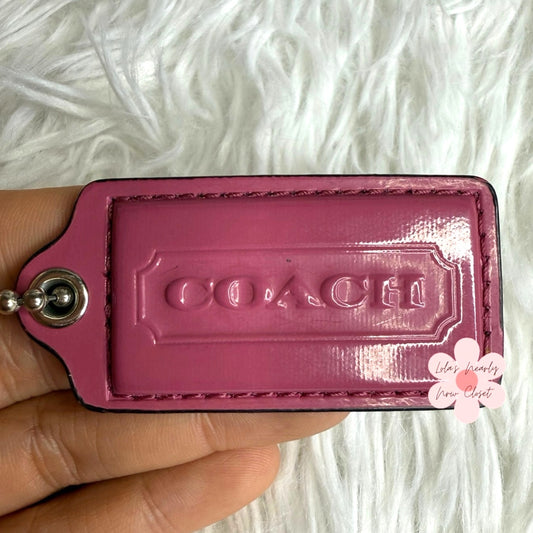 2" COACH Patent Leather Pink Fob Bag Charm Hang tag Hangtag