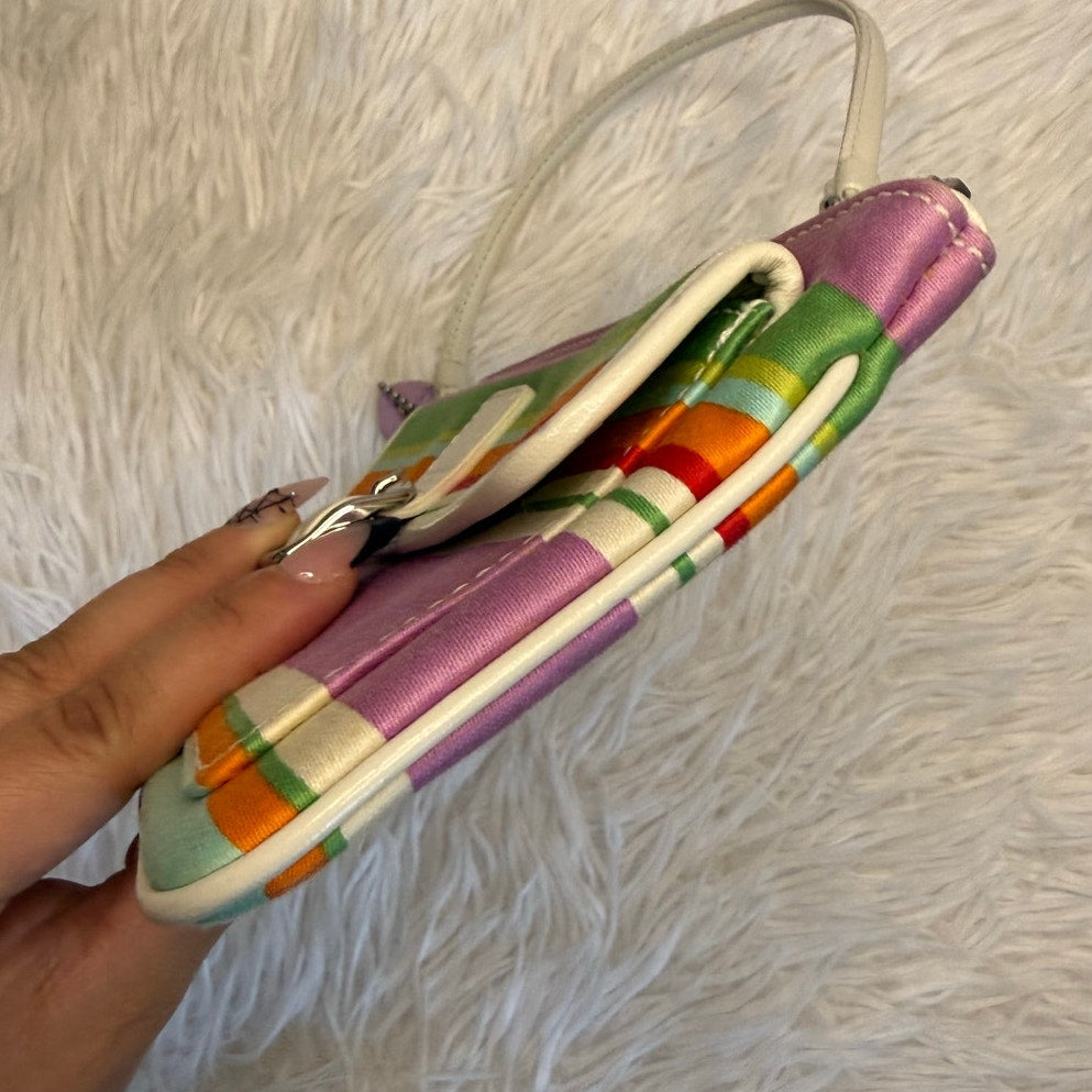 y2k COACH Hampton Striped Wristlet