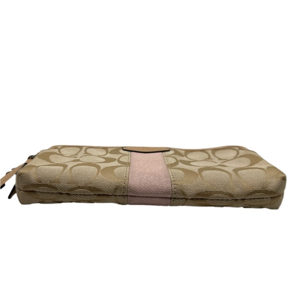 COACH Tan Signature Canvas Wristlet  Wallet