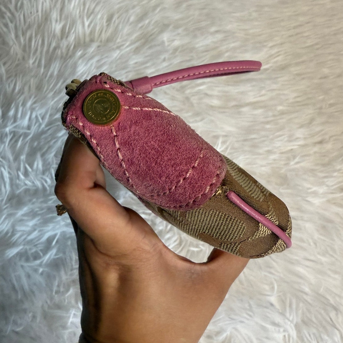 y2k COACH Pink Brown Signature Wristlet