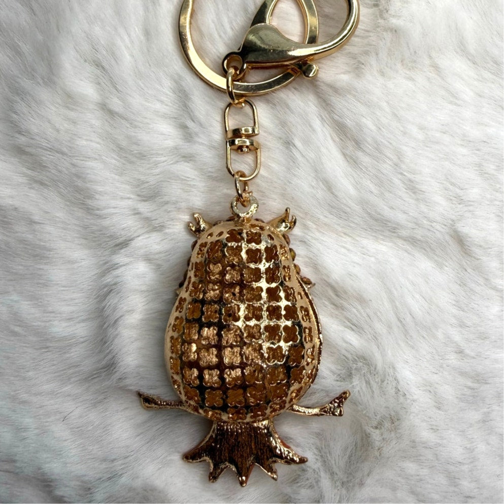 Cute Animal Owl Rhinestone Crystal Owl Keychain Fashion Charm Bag Charm
