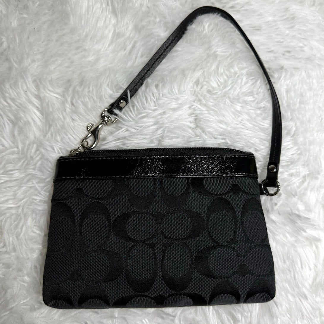 Coach Black Signature Canvas Wristlet