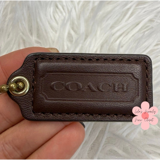 2" COACH Brown Fob Bag Charm Hang tag Hangtag