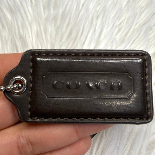 2" COACH Patent Leather Brown Fob Bag Charm Hang tag Hangtag