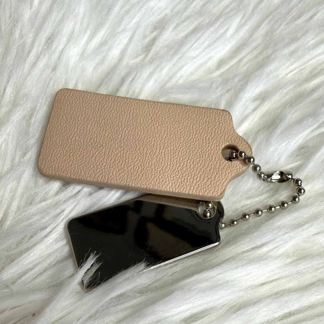 1.5" COACH Cream Silver Hang Tag Key Fob Bag Charm Set