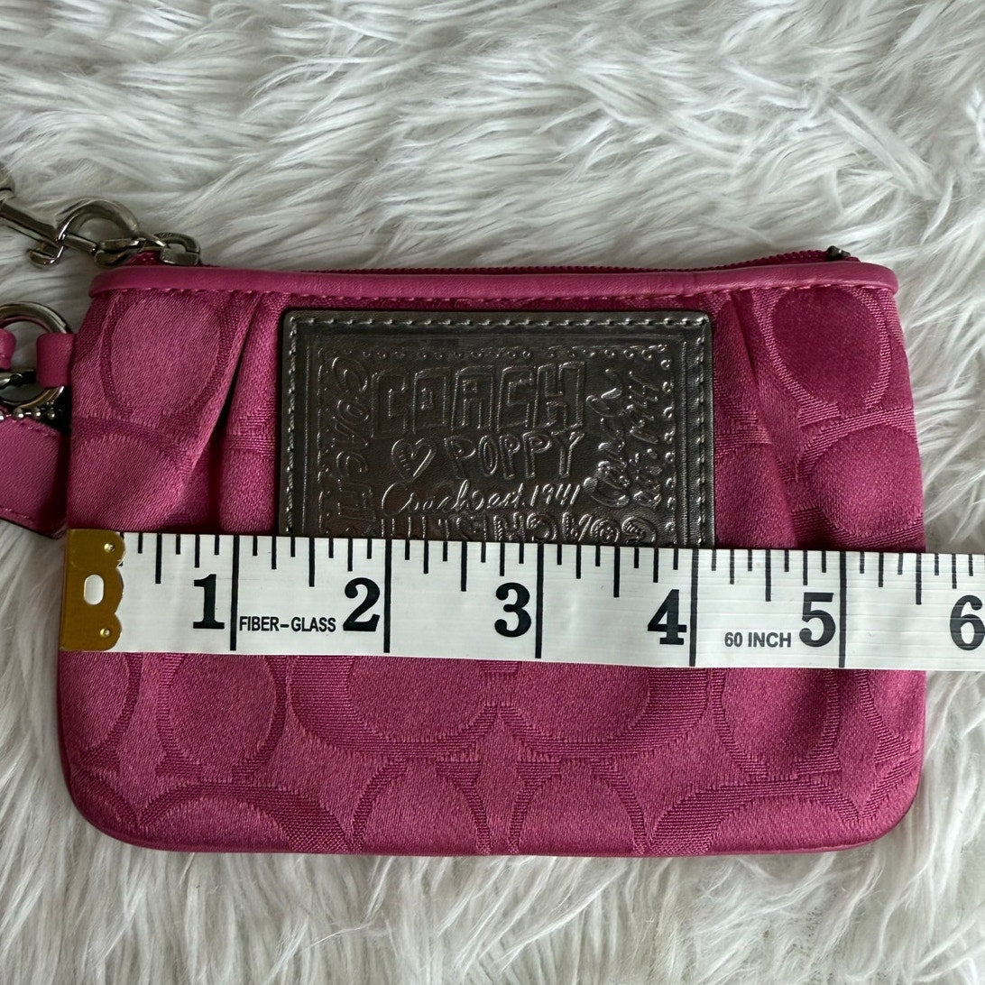 COACH Poppy Pink Silver Wristlet