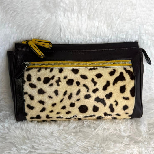 Coach Legacy Ocelot Haircalf Leather Zipper Pouch Clutch
