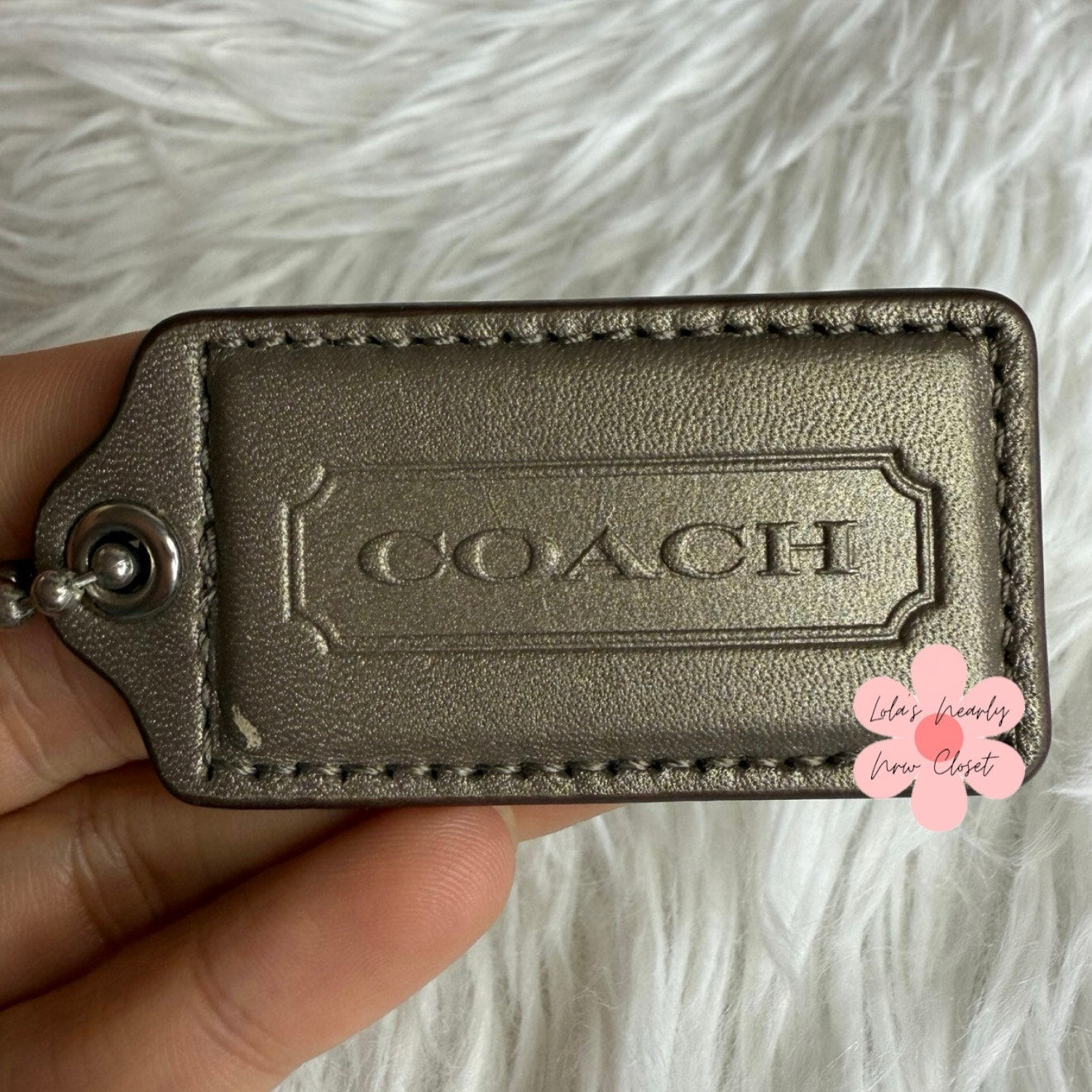 2" COACH Silver Fob Bag Charm Hang tag Hangtag