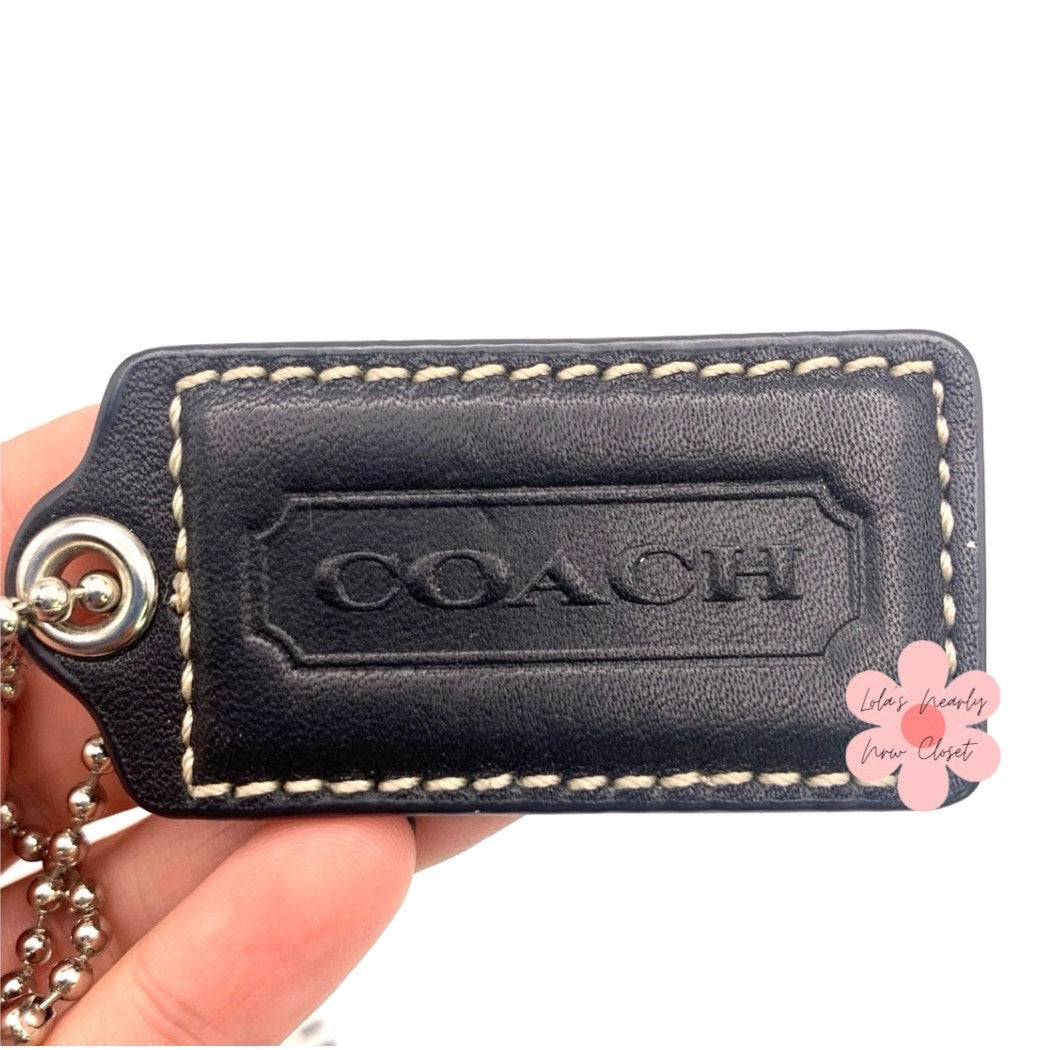 2" COACH Black Fob Bag Charm Hang tag Hangtag