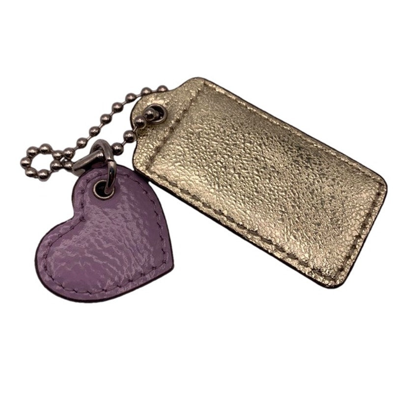 Poppy COACH Heart Purple Fob Bag Charm Hang tag Hangtag