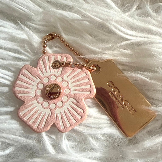 1" COACH Gold Tea Rose Flower Floral Bag Charm Hang Tag