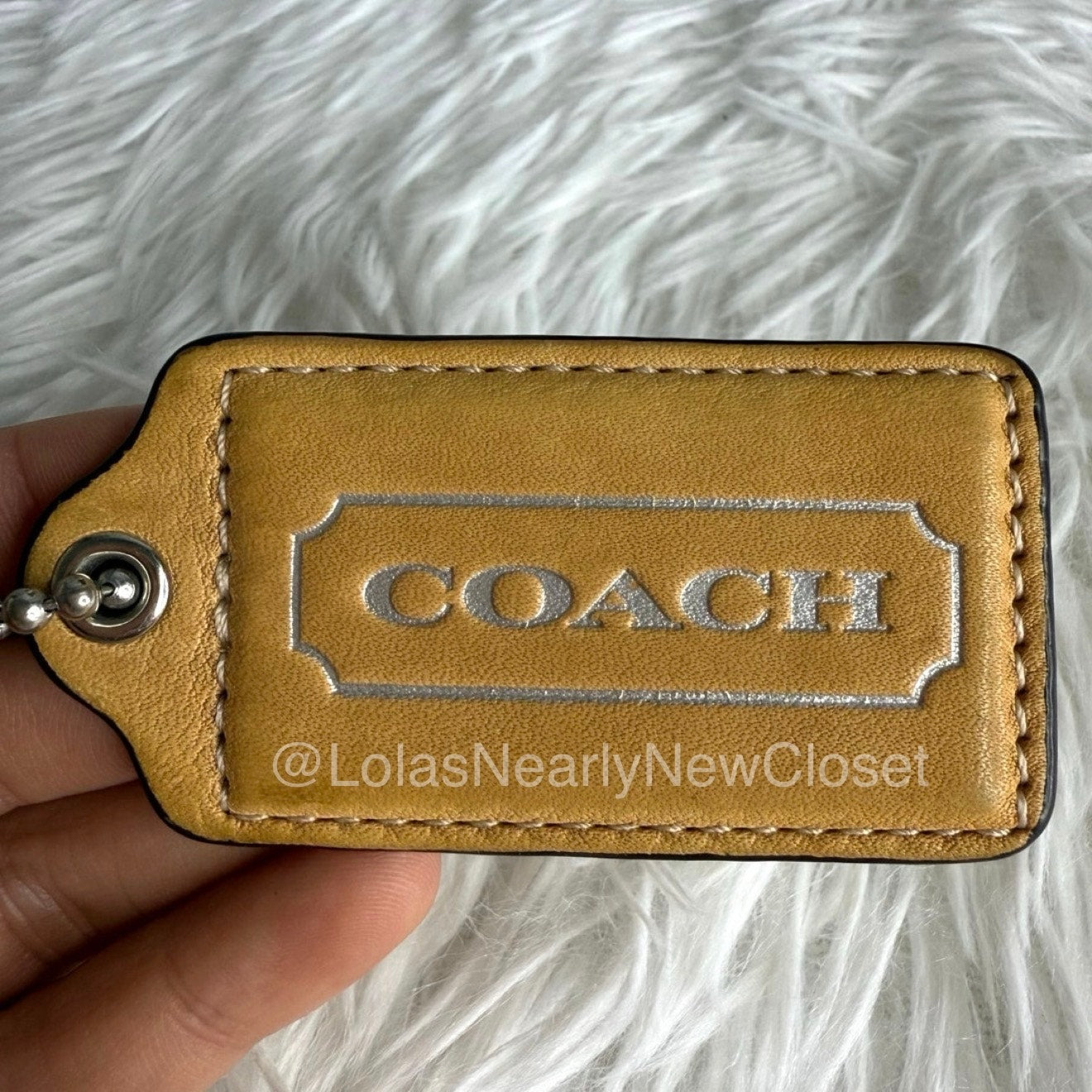 3" COACH Tan Fob Bag Charm Hang tag Hangtag
