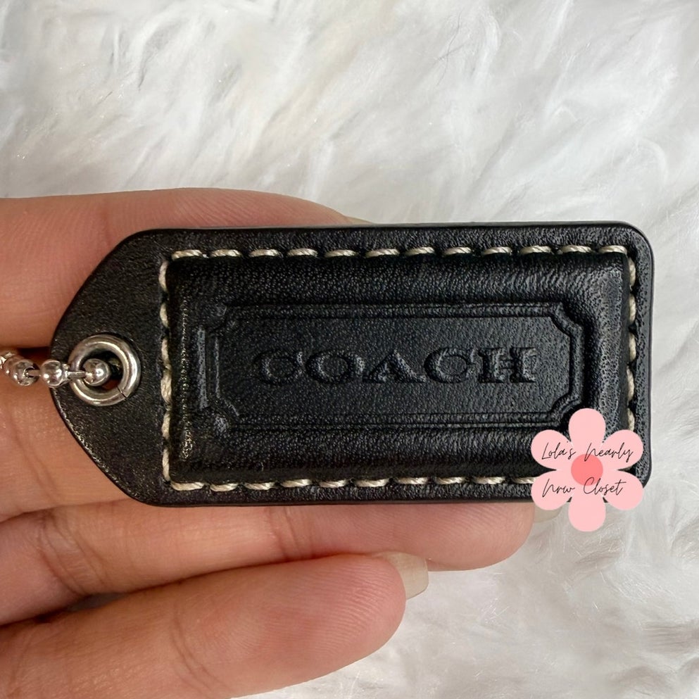 1.5" y2k COACH Black Fob Bag Charm Hang tag Hangtag
