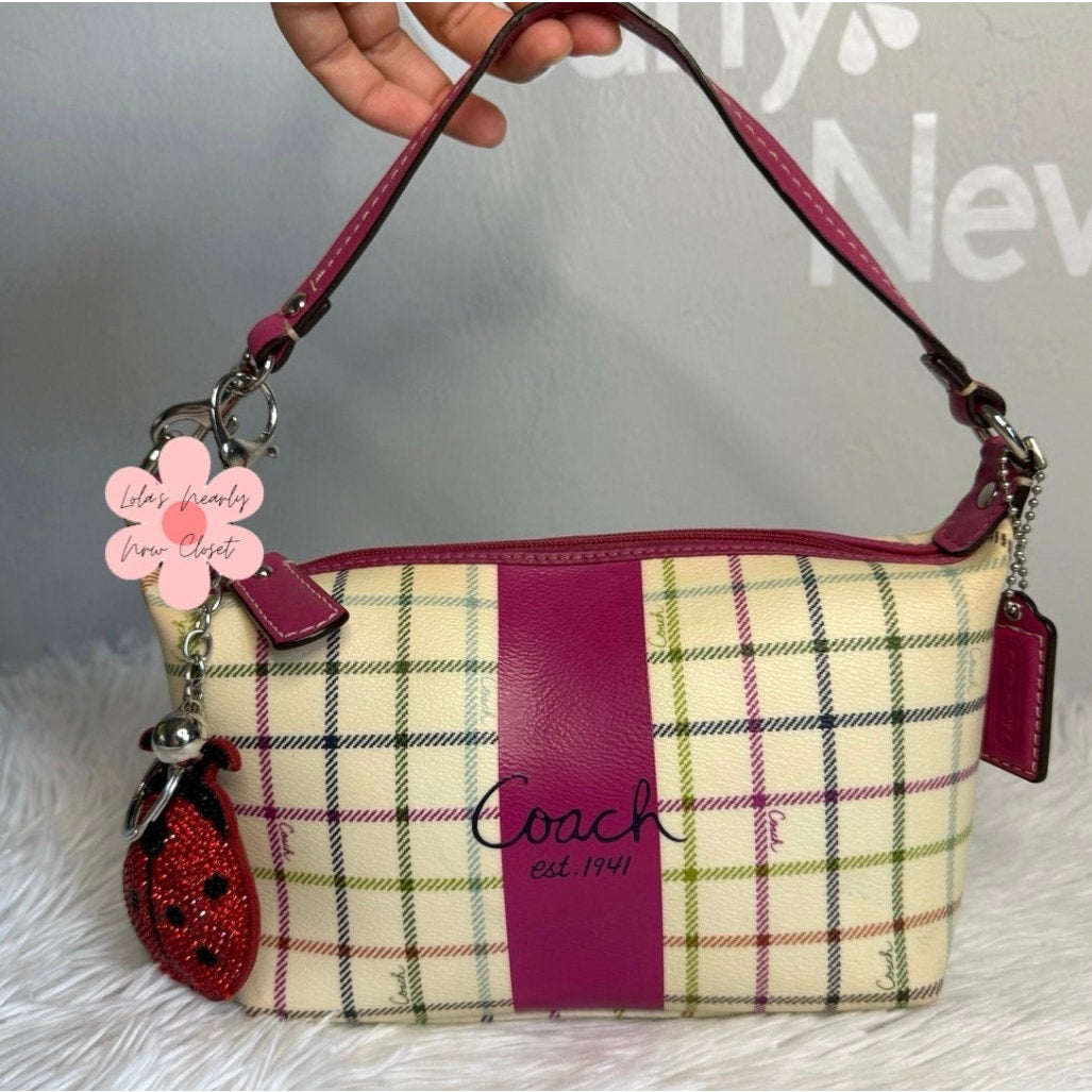 y2k COACH Heritage Plaid Mini Purse Shoulder Bag Wristlet