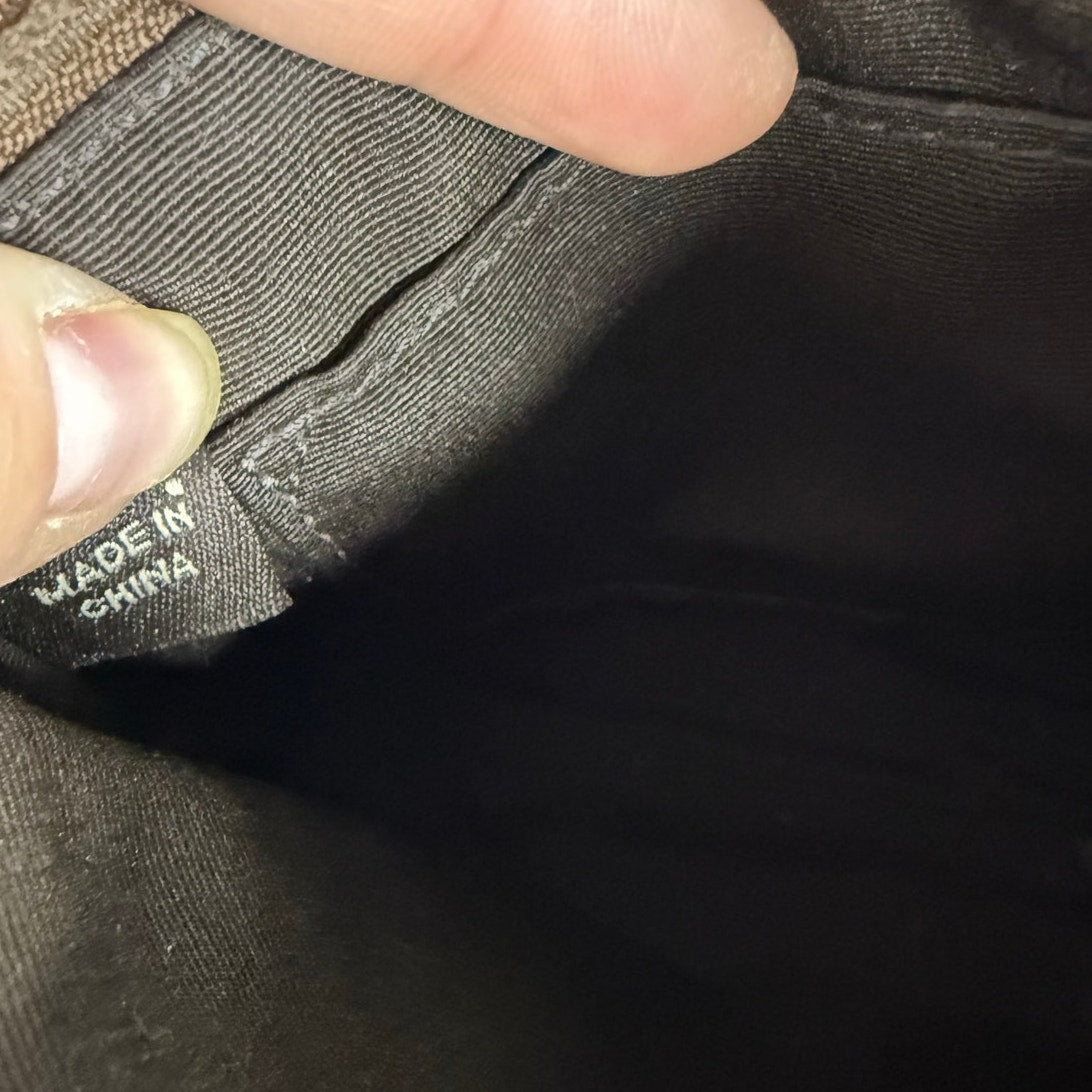 COACH Brown Signature Stub Suede Canvas Wristlet