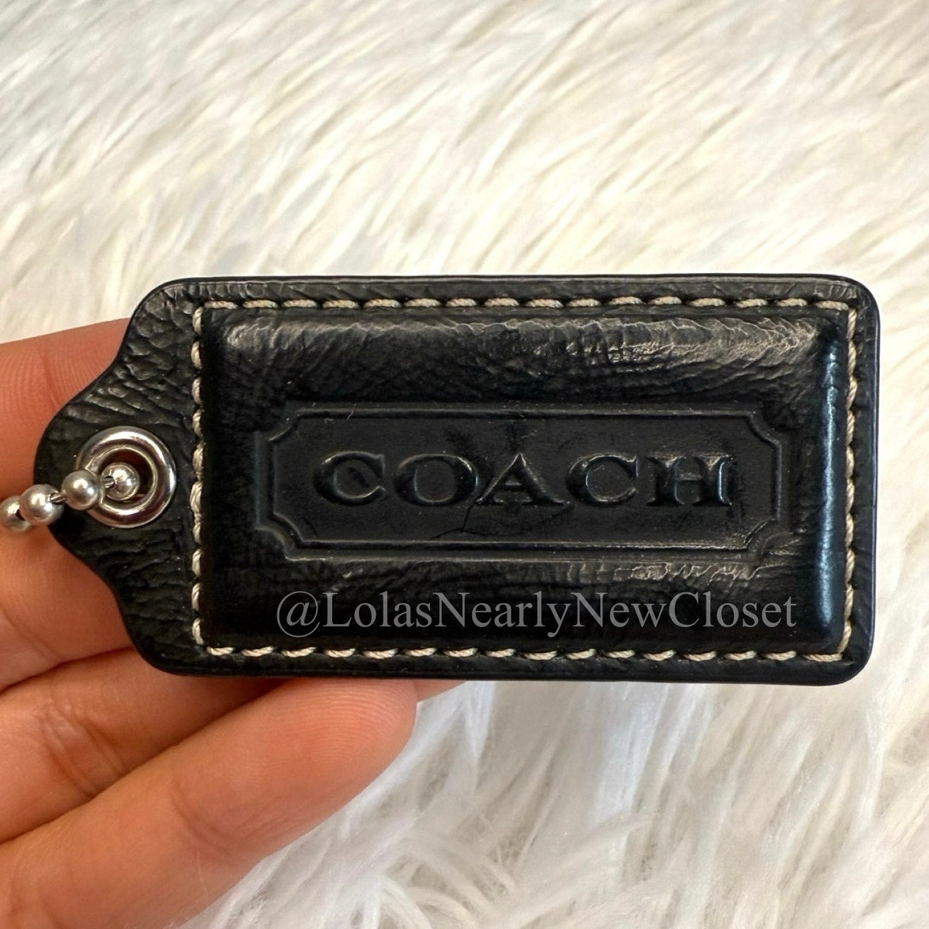 2" COACH Black Fob Bag Charm Hang tag Hangtag