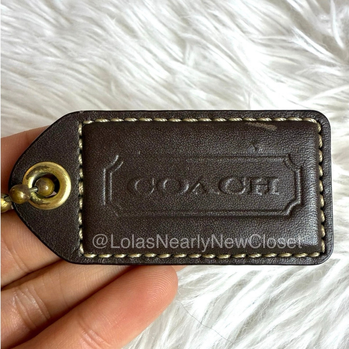2.5" y2k COACH Brown Fob Bag Charm Hang tag Hangtag