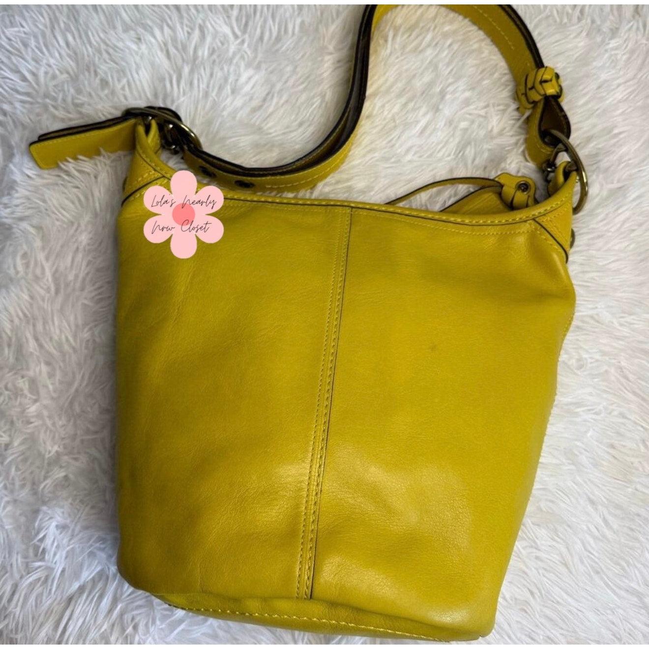 y2k COACH 2007 Bleecker 11422 Yellow Duffle Bucket Shoulder Bag Crossbodyble