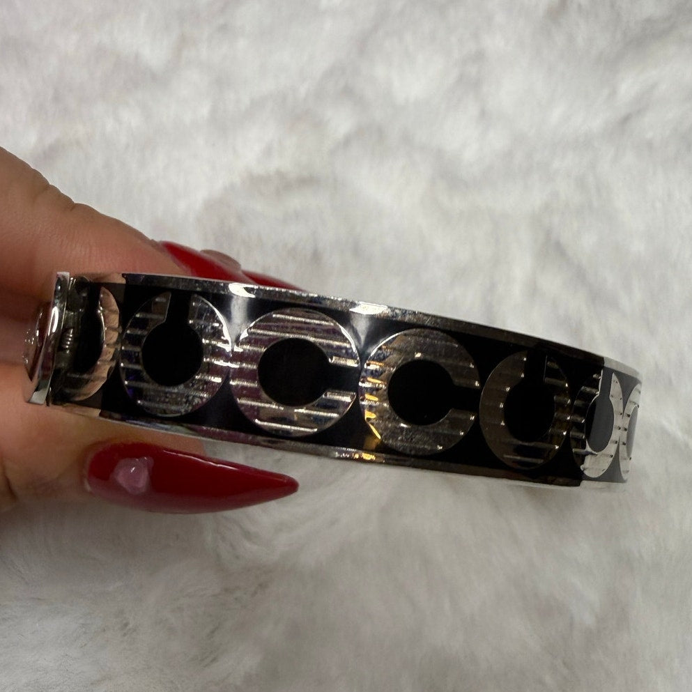 COACH “C” Signed Enamel Stainless Steel Bangle