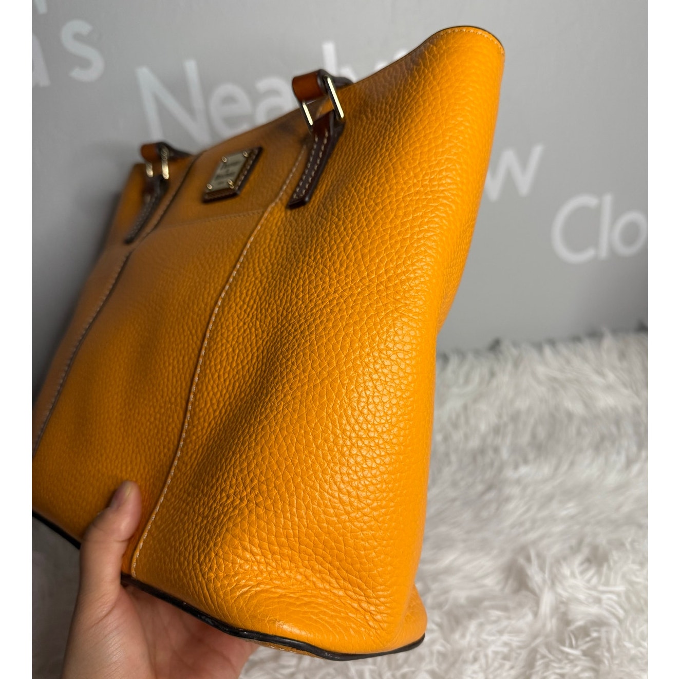 DOONEY & BOURKE Orange Pebbled Grain Lexington Tote