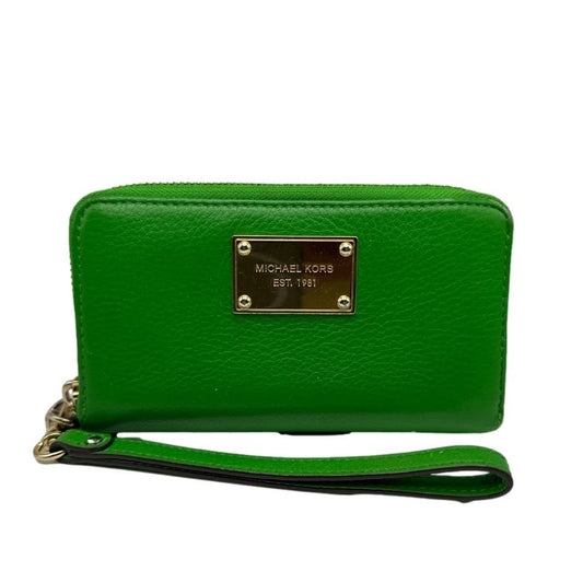 MICHAEL KORS Green Zip Around Medium Wallet