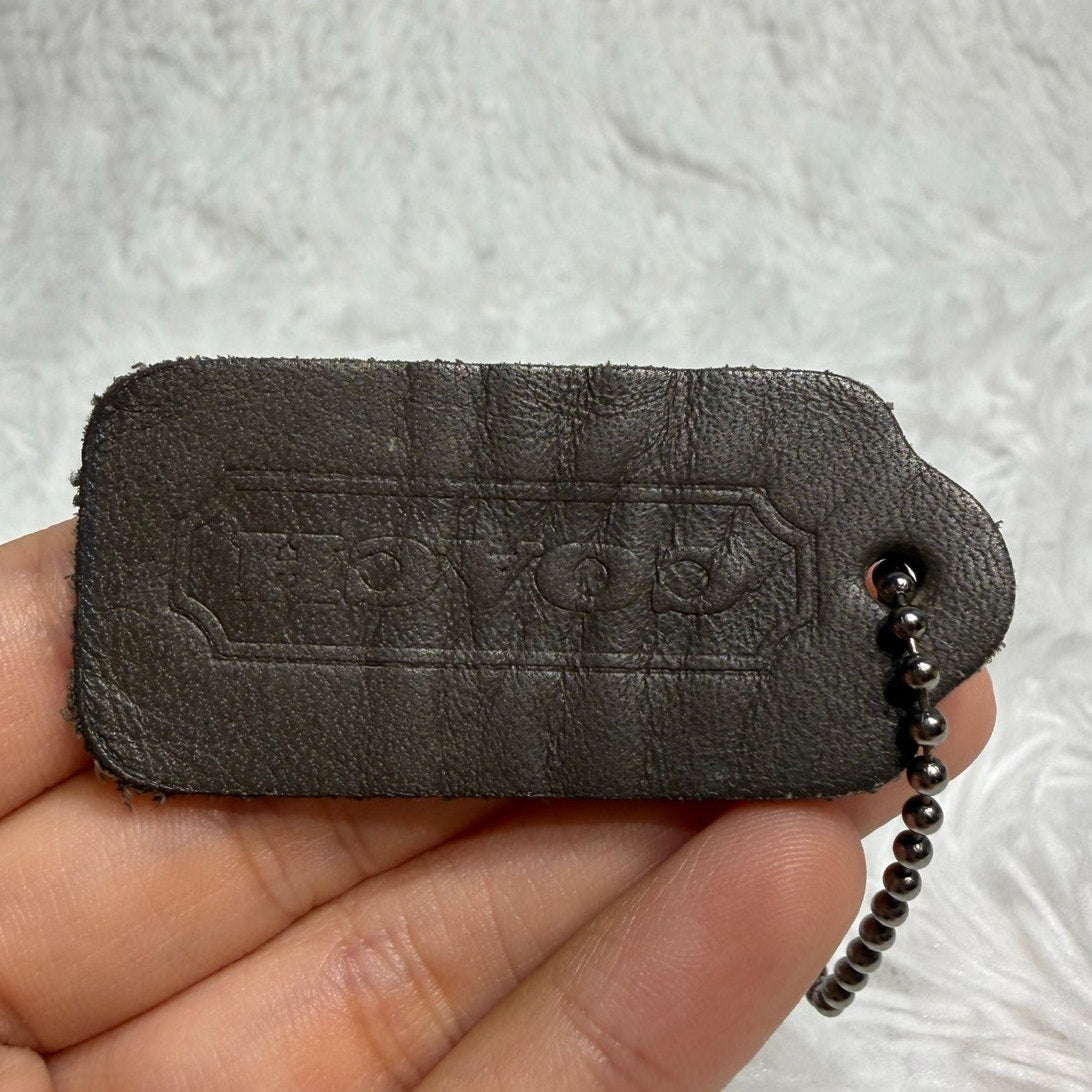 2" Vintage COACH Grey Fob Bag Charm Hang tag Hangtag