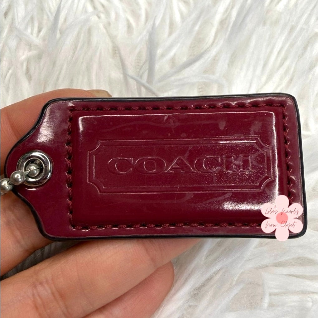 2" COACH Patent Leather Fob Bag Charm Hang tag Hangtag