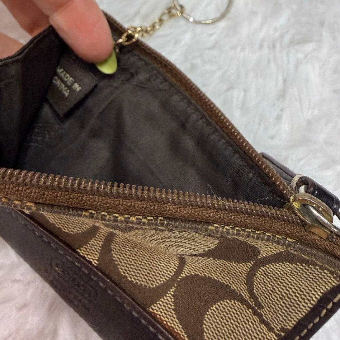 SALE y2k COACH Brown Signature Canvas Card holder Coin Purse