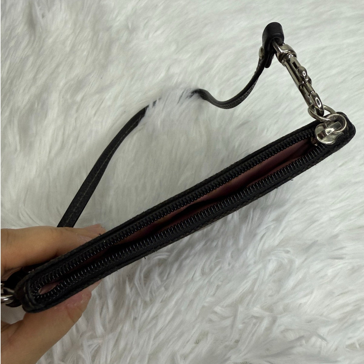COACH Black Signature Canvas Wristlet