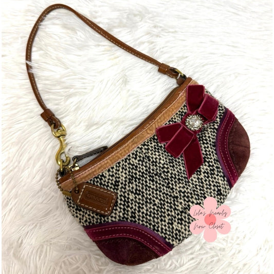 y2k Coach Vintage Limited Edition Soho Tweed Ribbon Bow Mini Purse Bag Charm