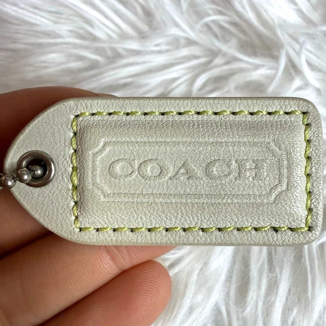 1.5" y2k COACH Vintage White Lime Fob Bag Charm Hang tag Hangtag