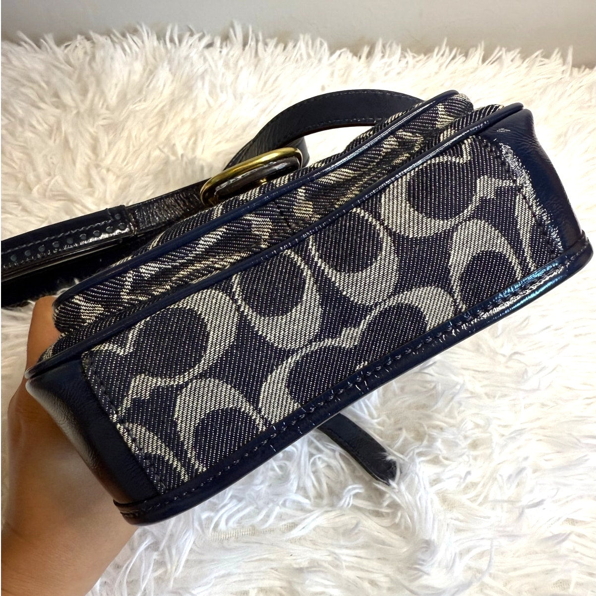 y2k COACH Denim Patent Leather Bleeker Crossbody