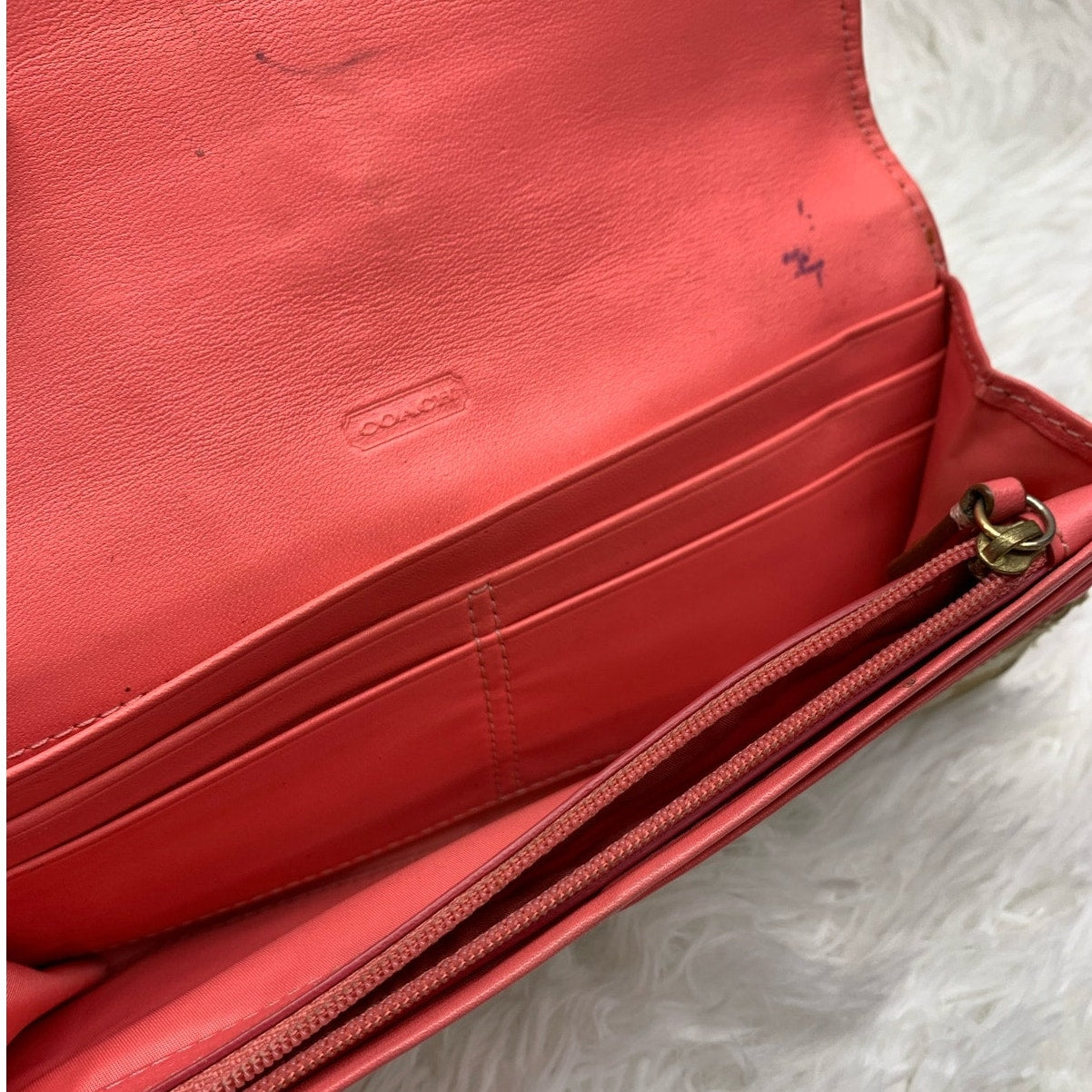 COACH  Signature Canvas Double Zipper Wallet