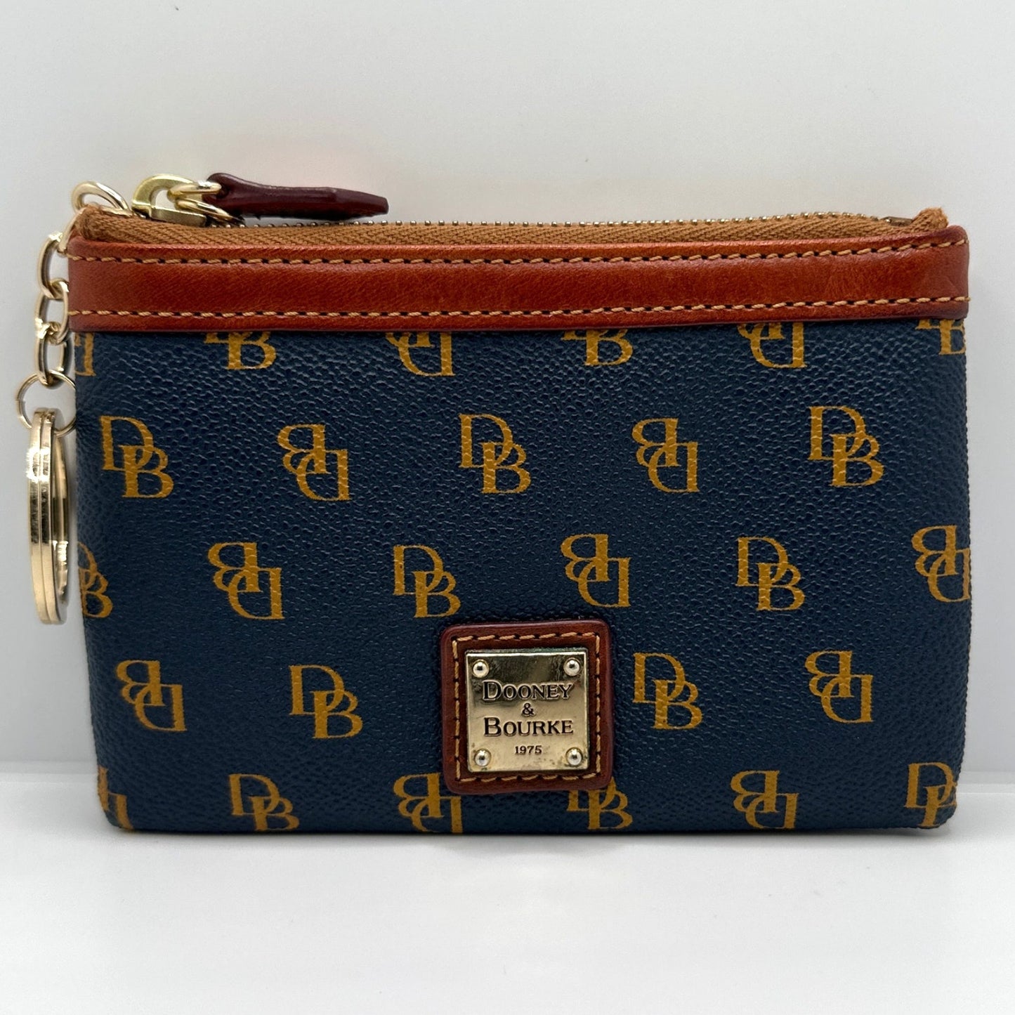 DOONEY & BOURKE Blue Brown Signature Pouch Case with Keychain