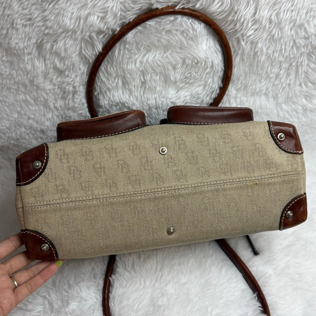 Vintage DOONEY and BOURKE Brown Canvas Double Pocket Tote