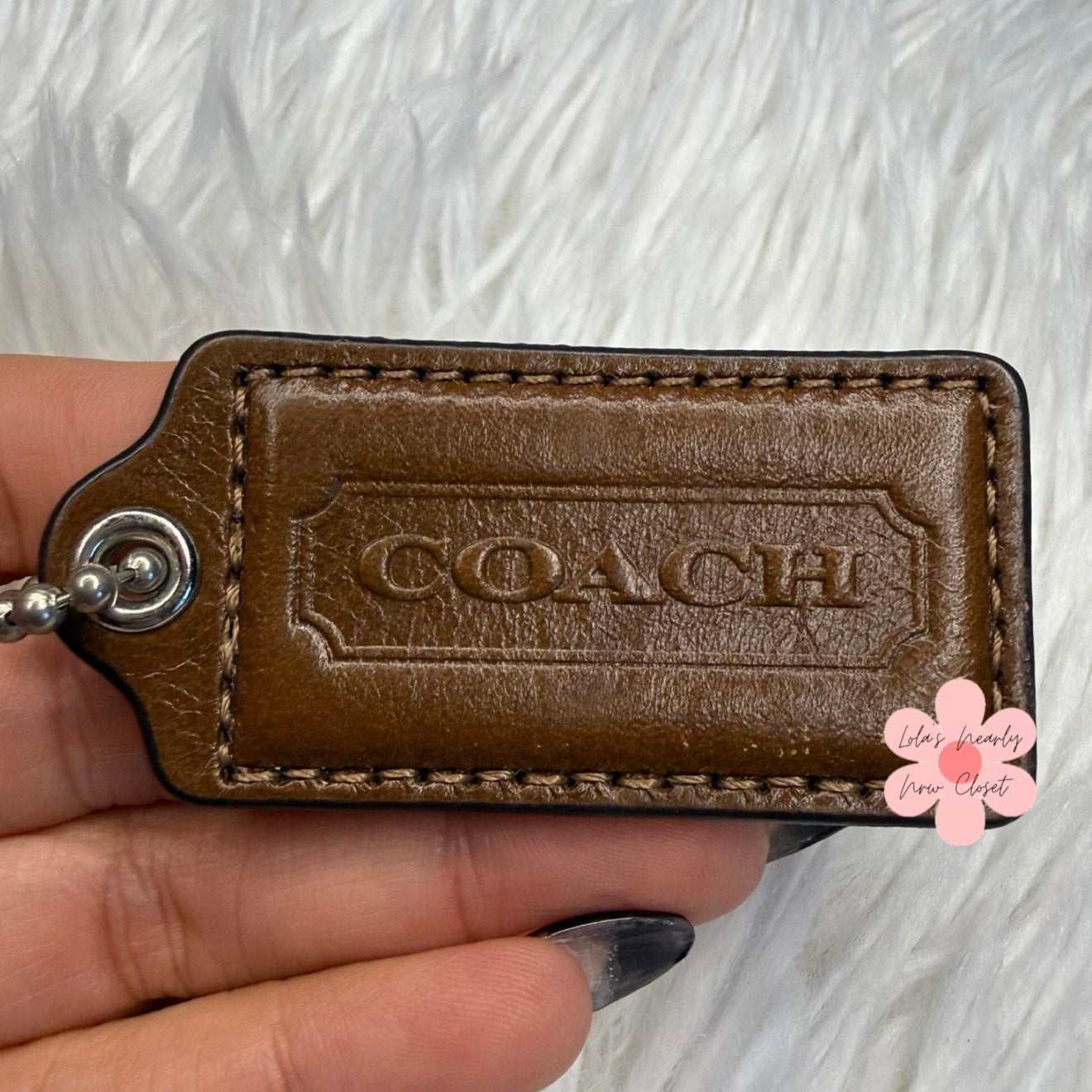 2" COACH Brown Fob Bag Charm Hang tag Hangtag
