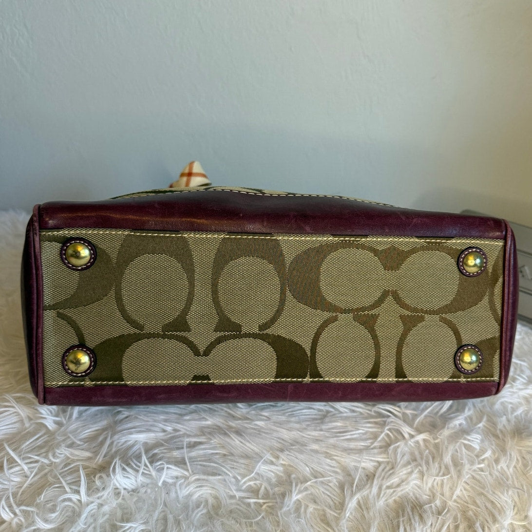 COACH 2010 Madeline Turnlock Signature Purple Brown Shoulder Bag Tote