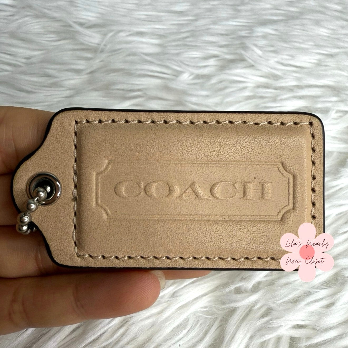 2.5" COACH Tan Fob Bag Charm Hang tag Hangtag