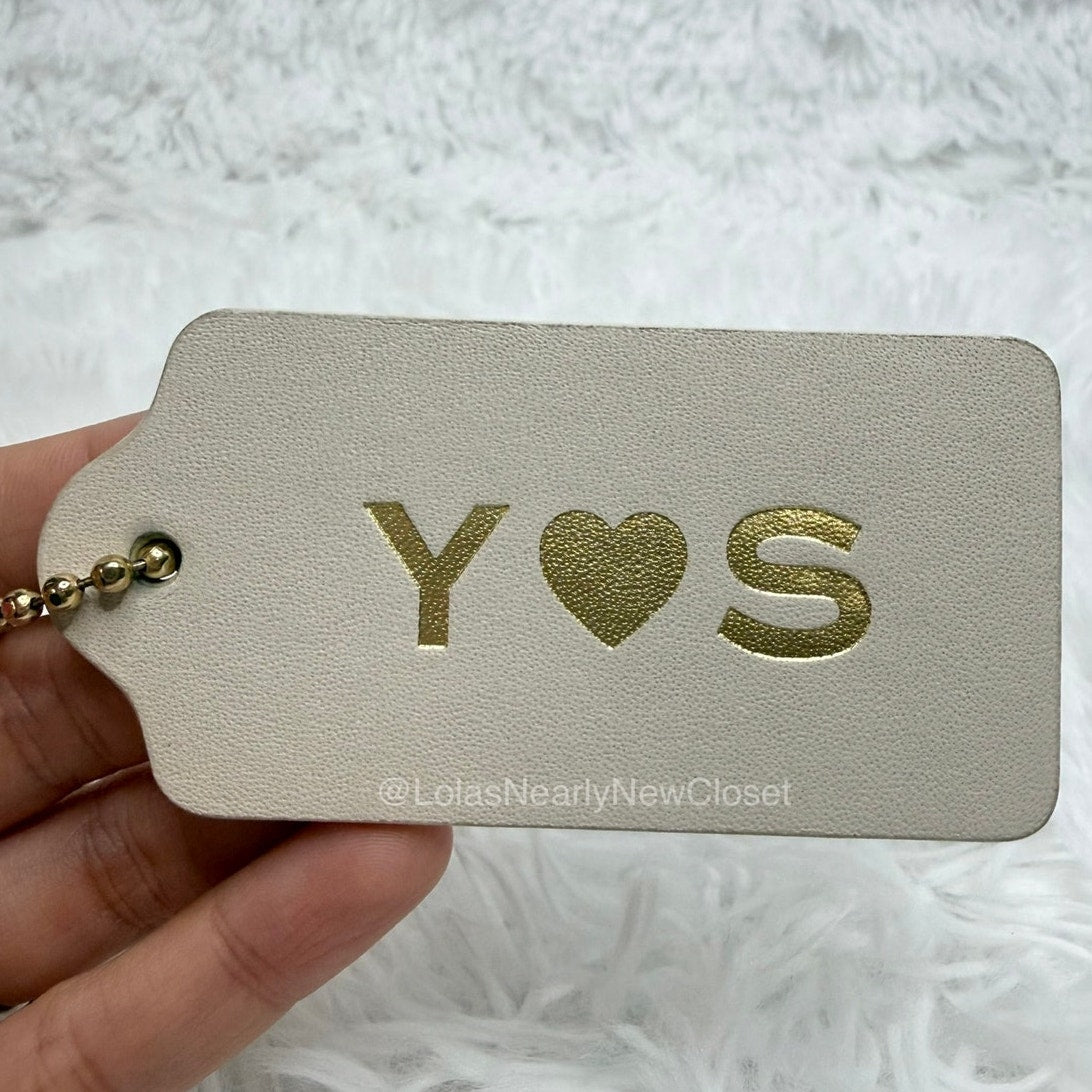 3" COACH White Fob Bag Charm Hang tag Hangtag