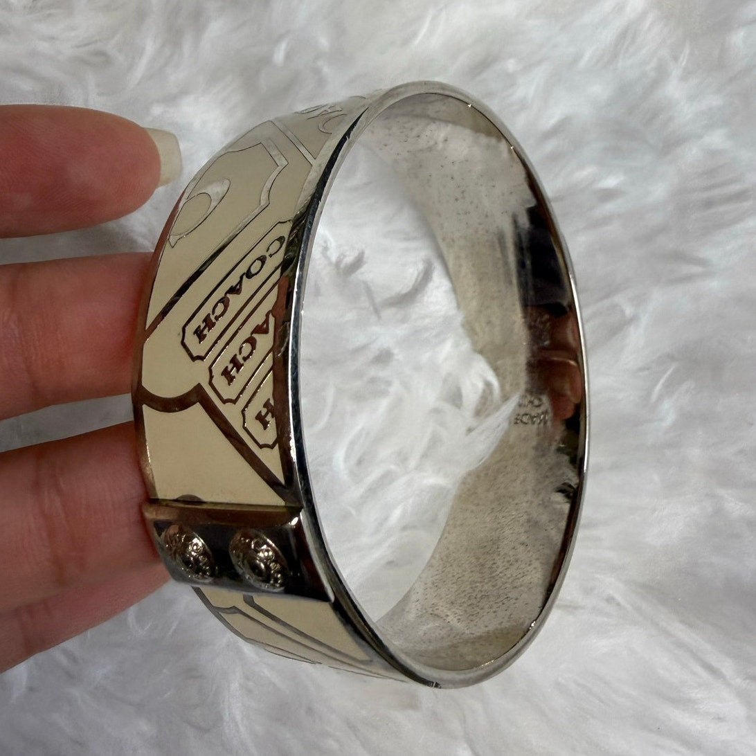 y2k Coach Cream Silver Bangle Bracelet