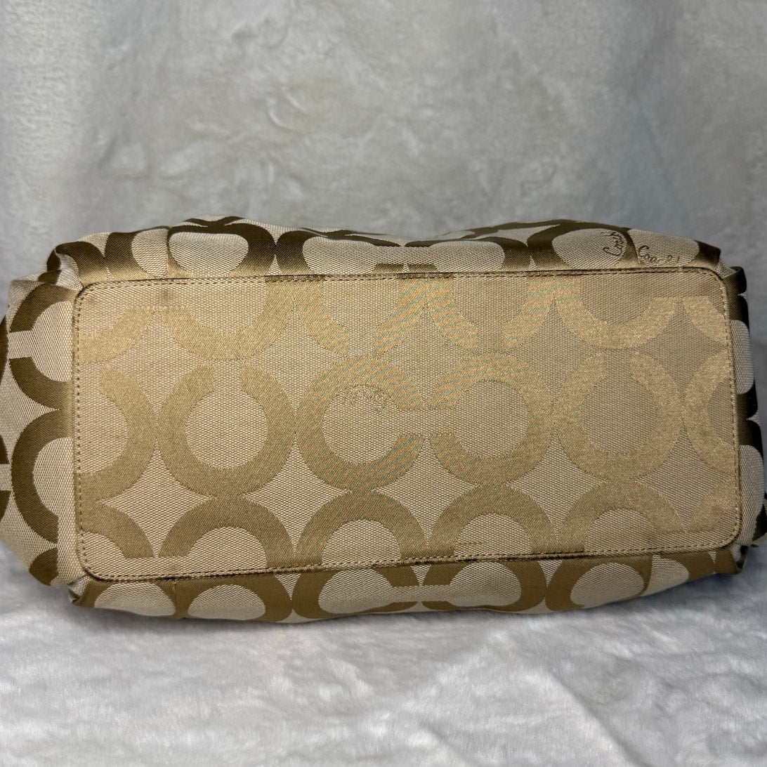 COACH Parker Hobo Handbag Kisslock Leather Canvas Bag Purse Shoulder Bag