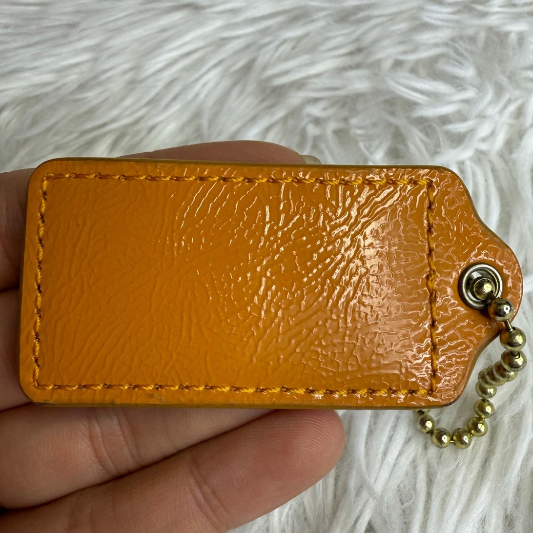 2" COACH Orange Patent Leather Fob Bag Charm Hang tag Hangtag